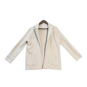 Magaschoni Womens Open Front Cardigan Wool Knit Blazer S‎ Ivory Sweater Layering